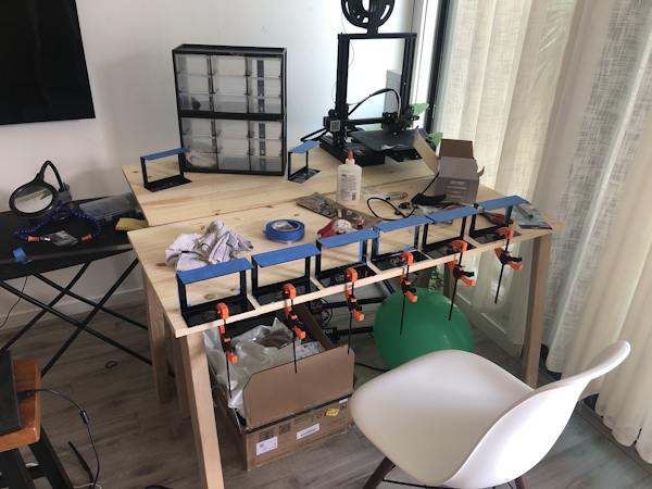 Multiple prototypes being built for testing in a garage