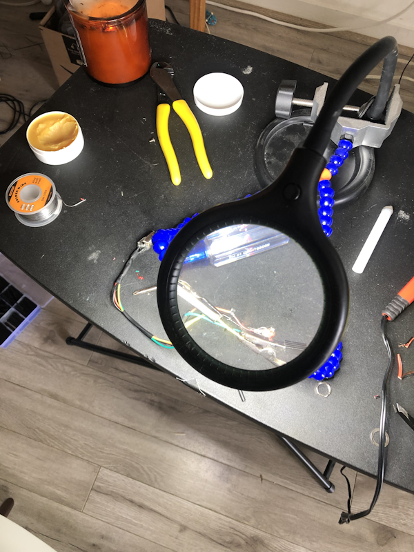 Workstation at home soldering components