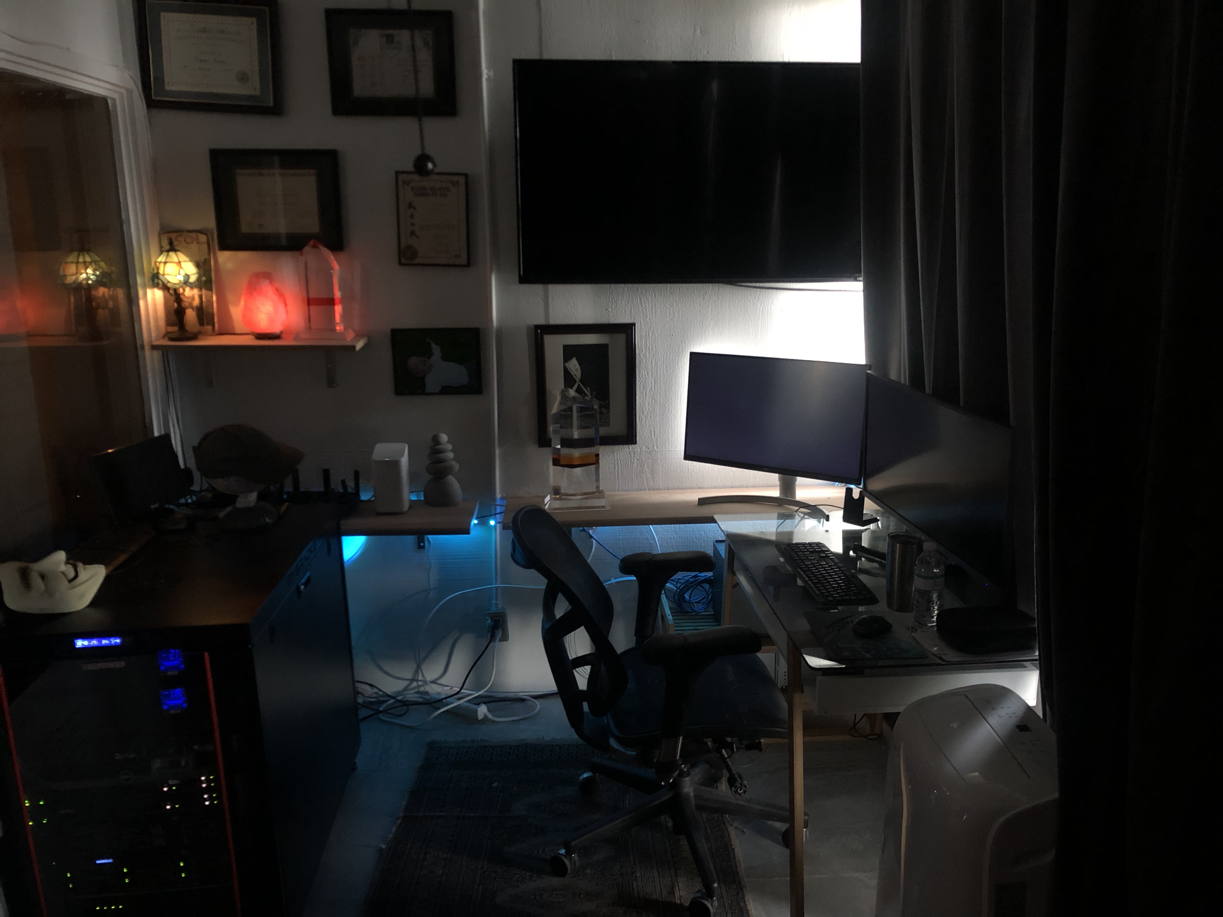 Early home office server rack processing market data